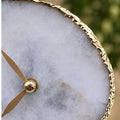 White Agate Round Desk Clock, 4 Inch