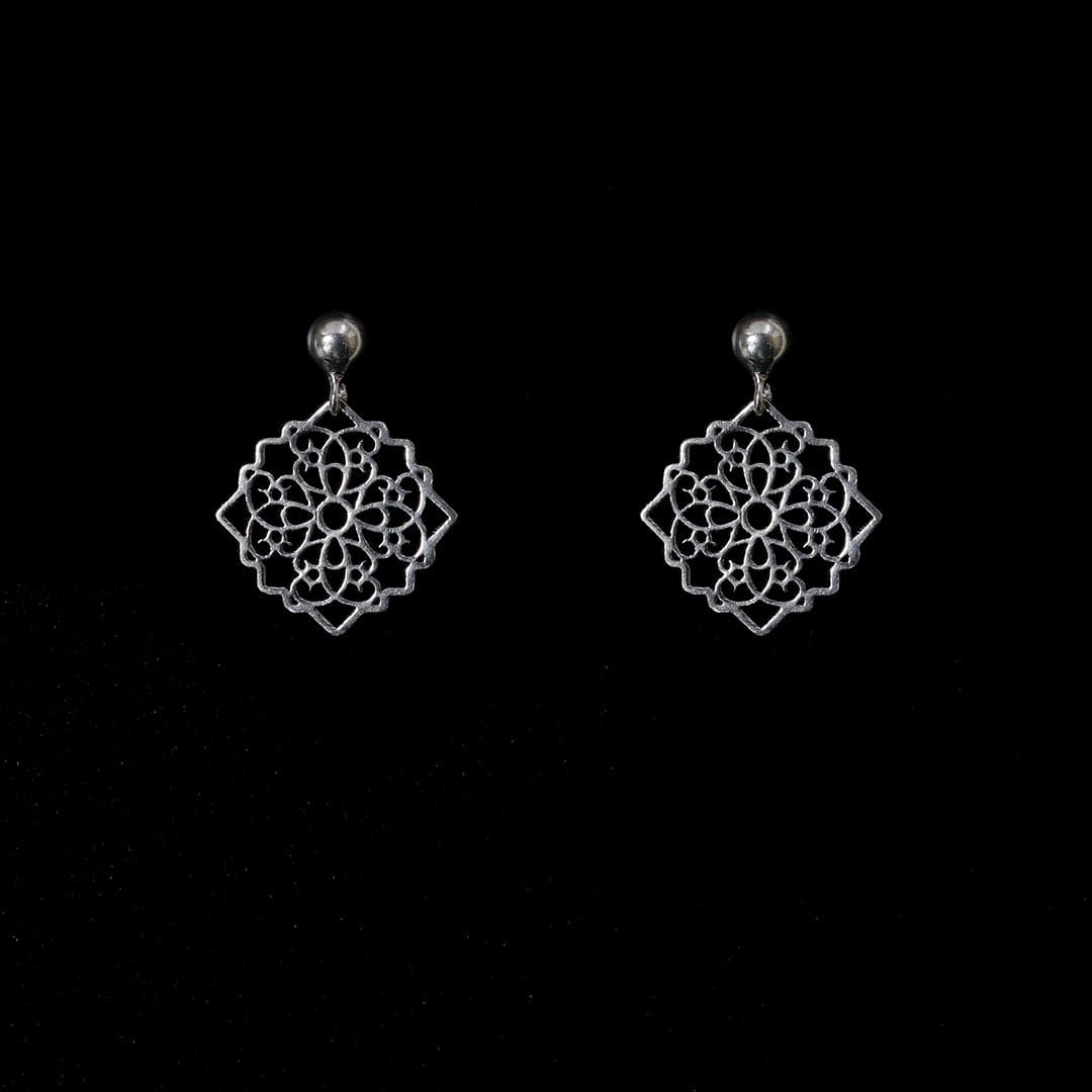 Mandala Filigree Silver Drop Earrings