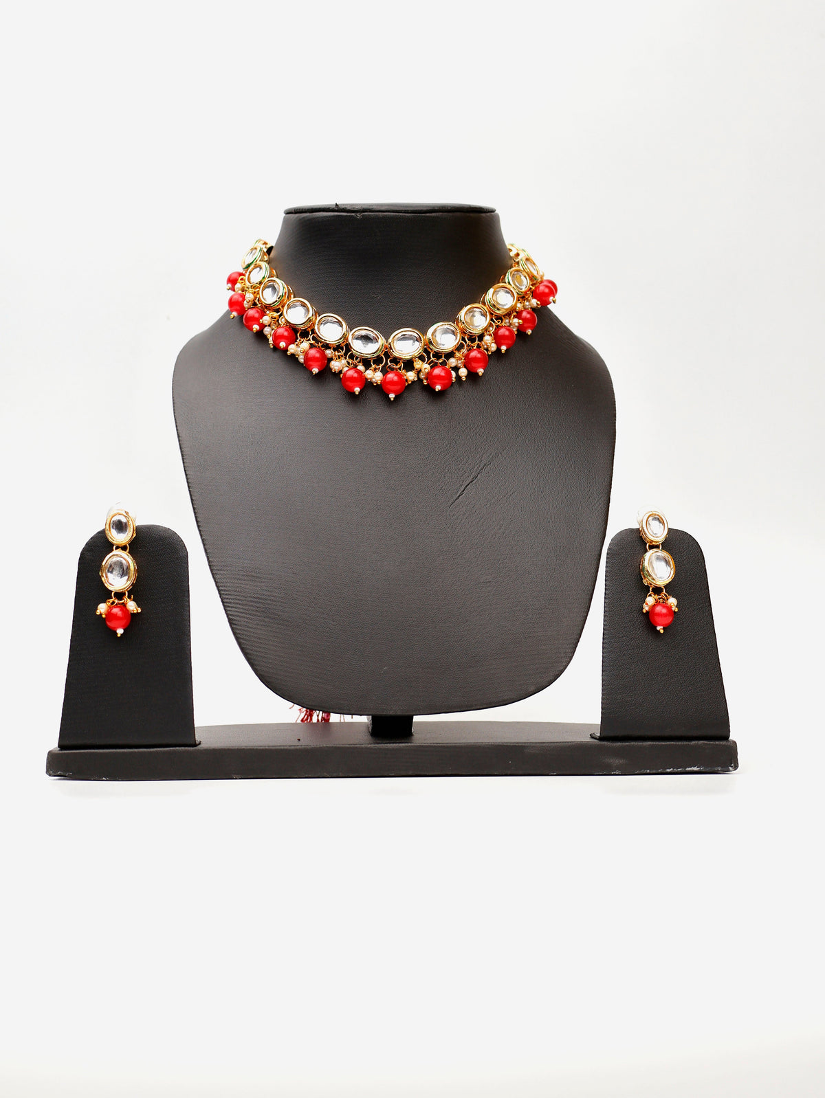Kundan and Red Studs Necklace Set