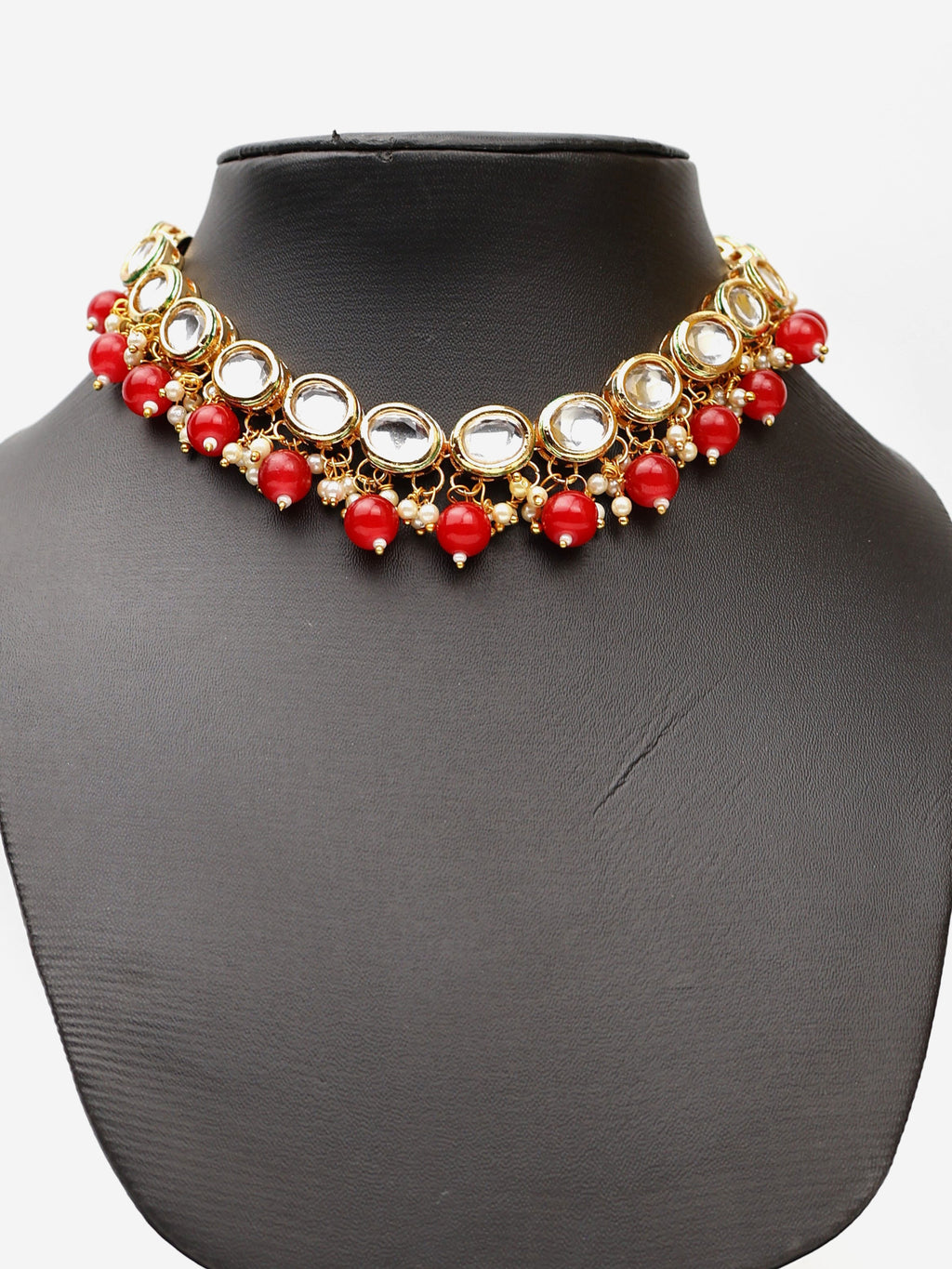 Kundan and Red Studs Necklace Set