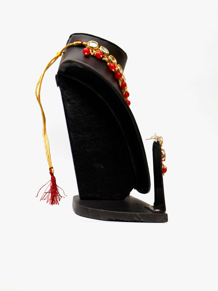 Kundan and Red Studs Necklace Set