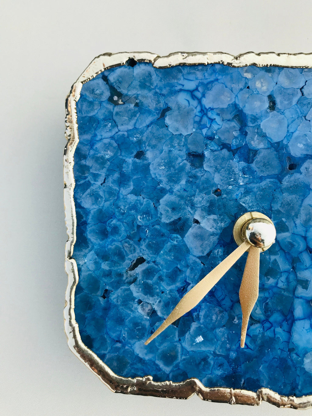 Blue Agate Natural Edge Desk Clock, 4 Inch